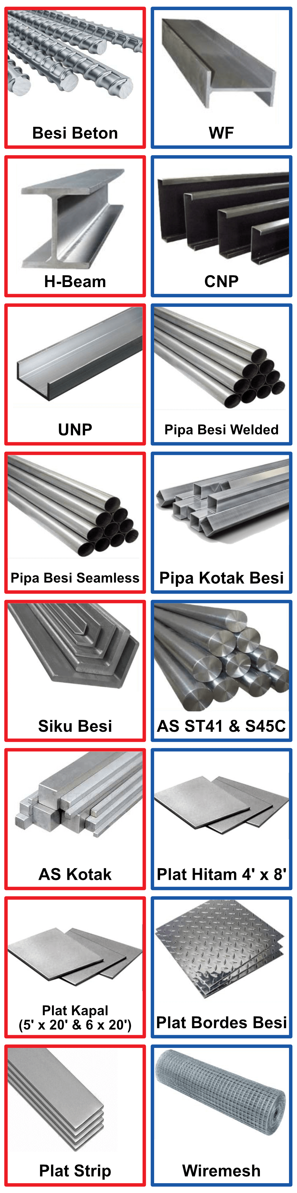daftar produk besi PT BPLL